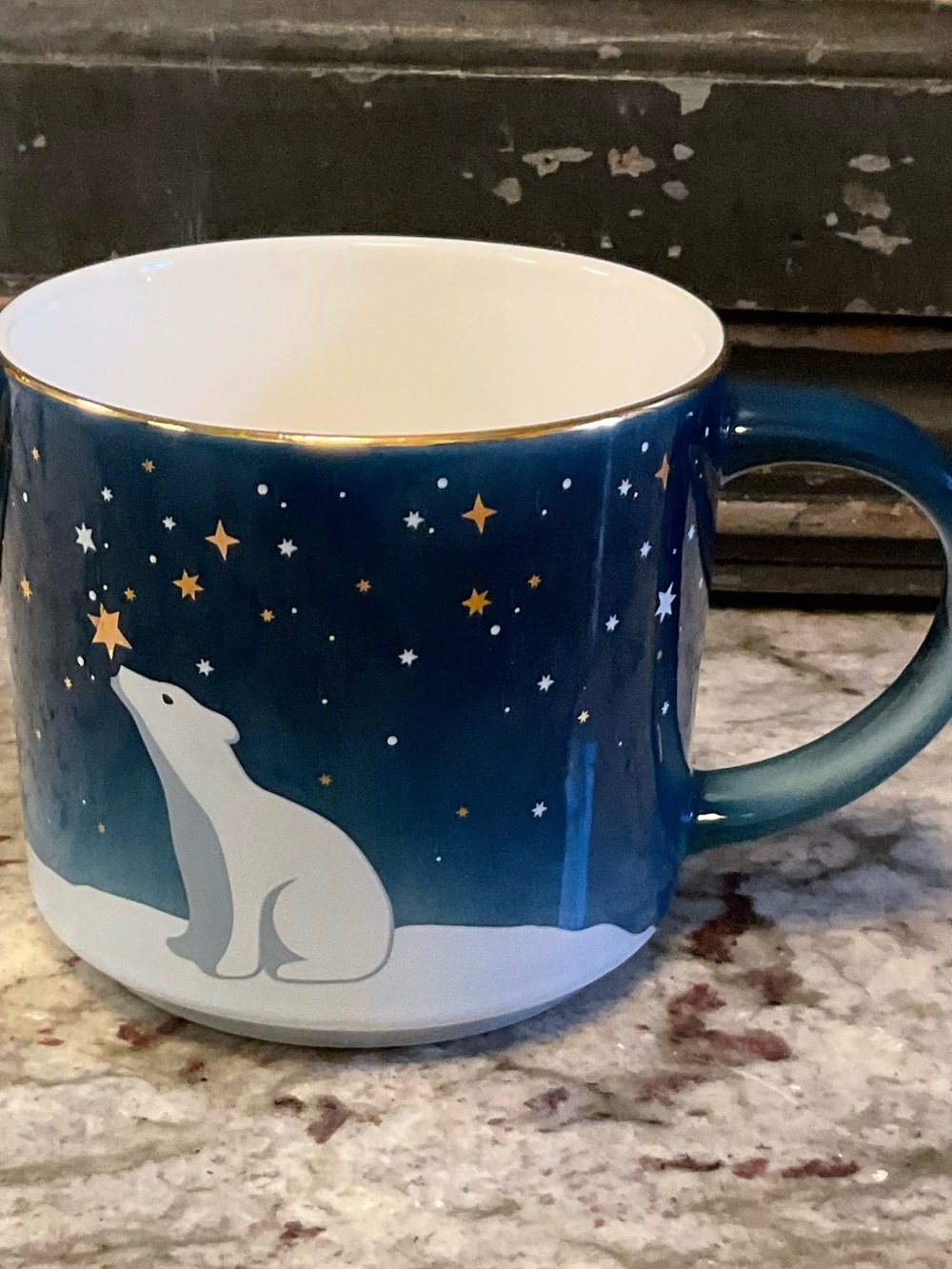 Davids Tea Night Sky Polar Bear Ceramic Mug - Blue